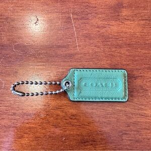 Coach Mint Leather Keychain with Silver Chain